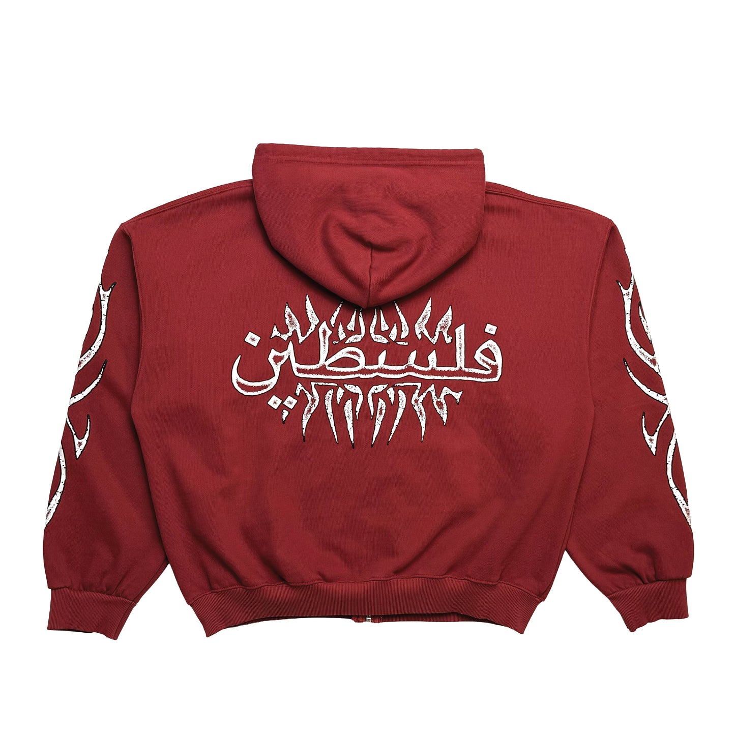ETCHED ZIP HOODED SWEATSHIRT - RED