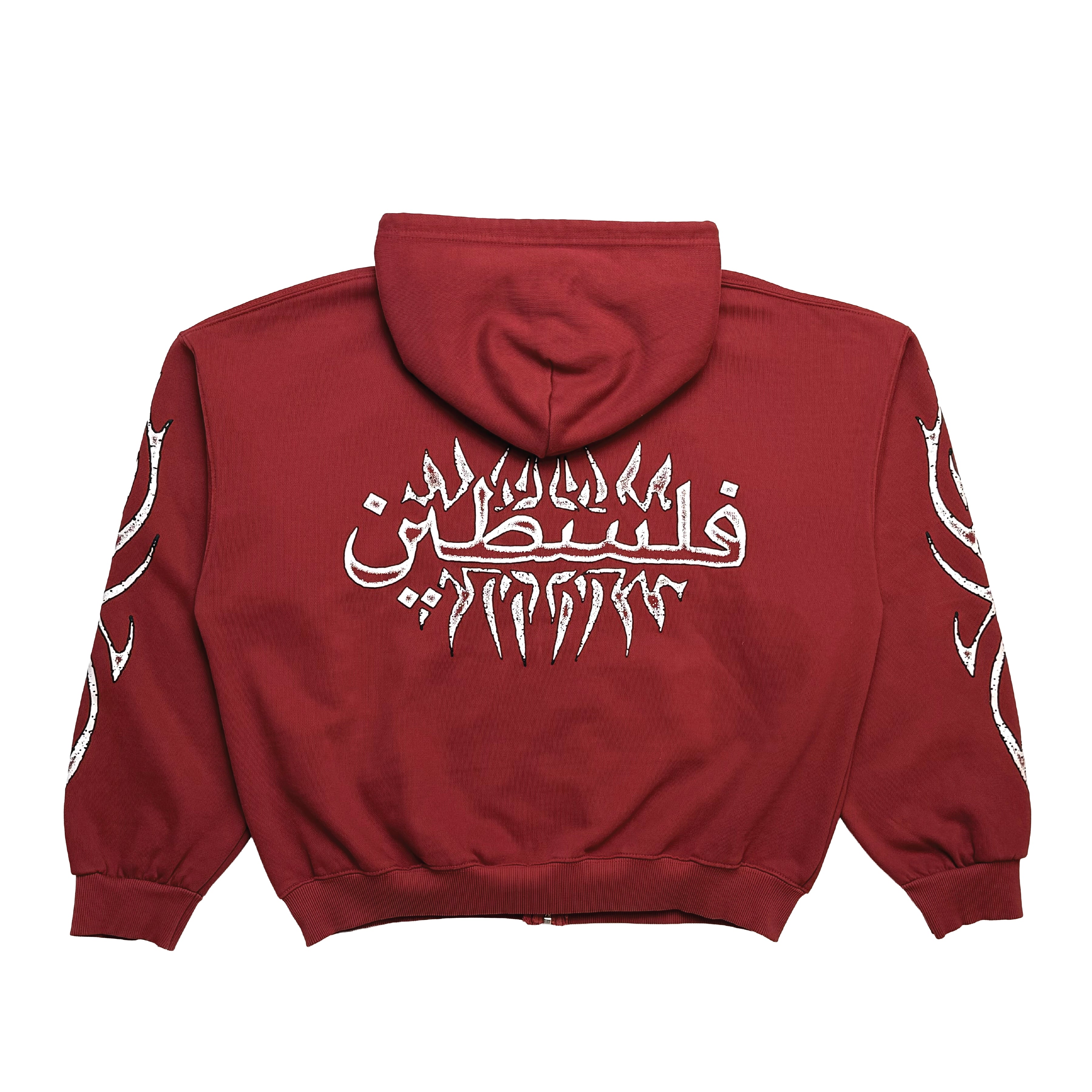 ETCHED ZIP HOODED SWEATSHIRT - RED